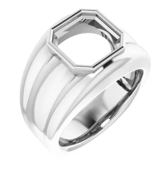 Mens Solitaire Flush Ring