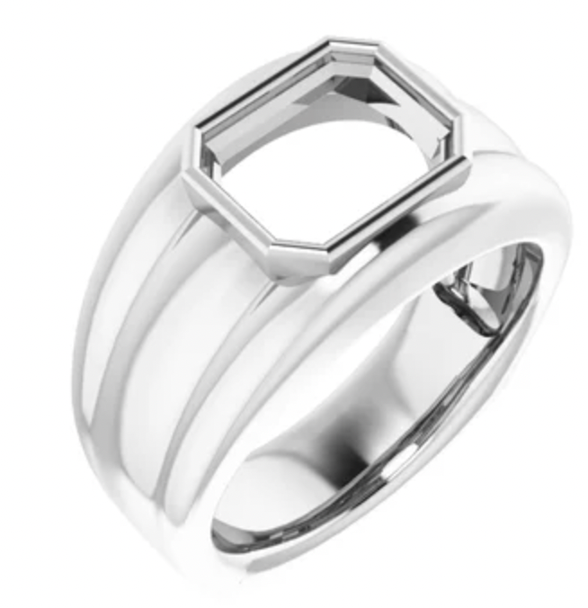 Mens Solitaire Flush Ring