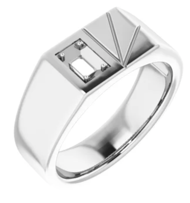 Mens Square Bezeled Solitaire Ring