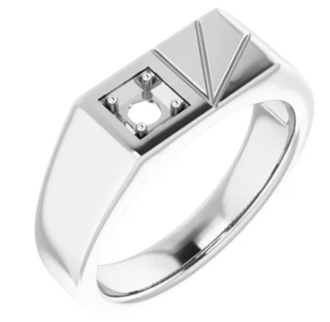 Mens Square Bezeled Solitaire Ring